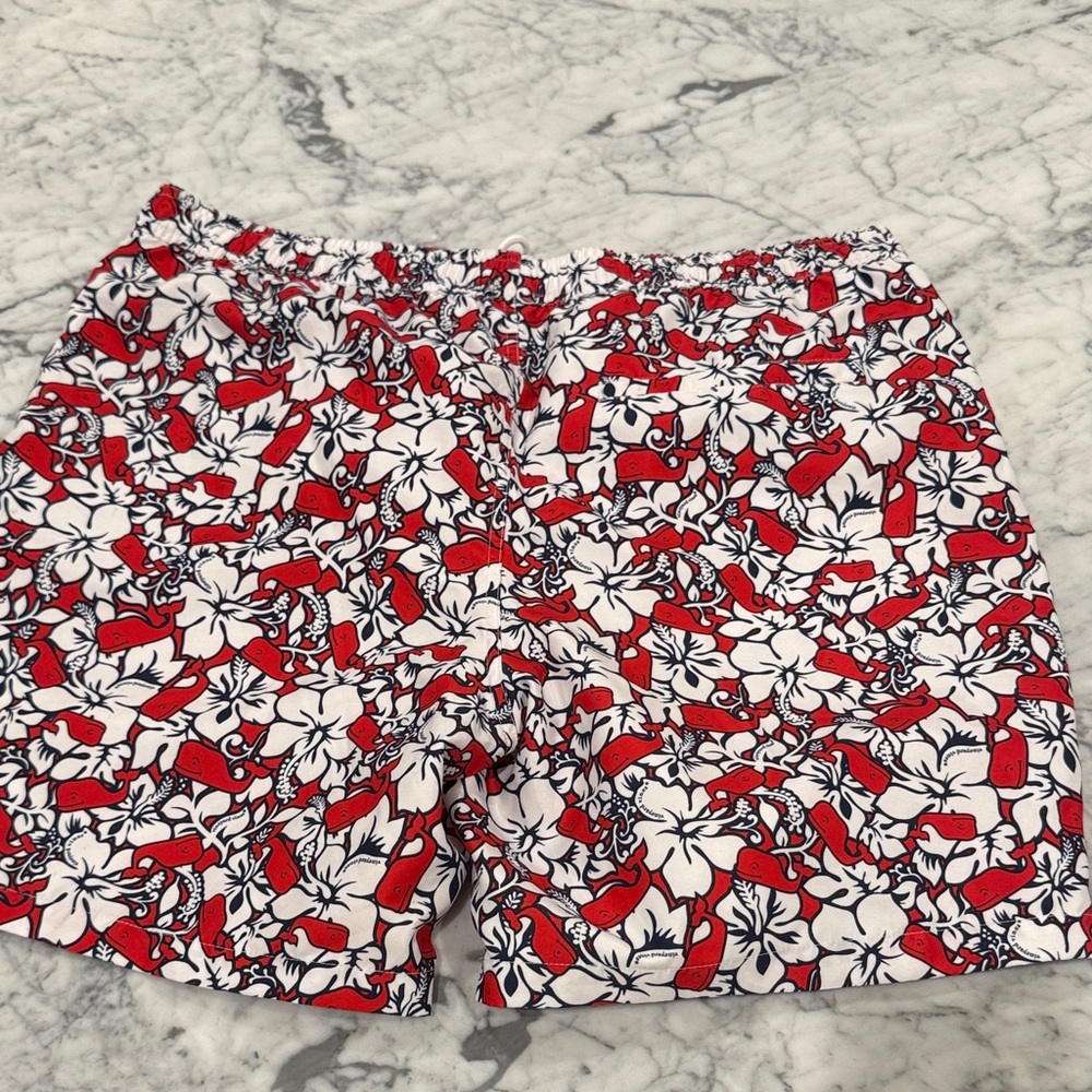 Vineyard Vines Floral Red and White Swim Shorts - Picture 6 of 6
